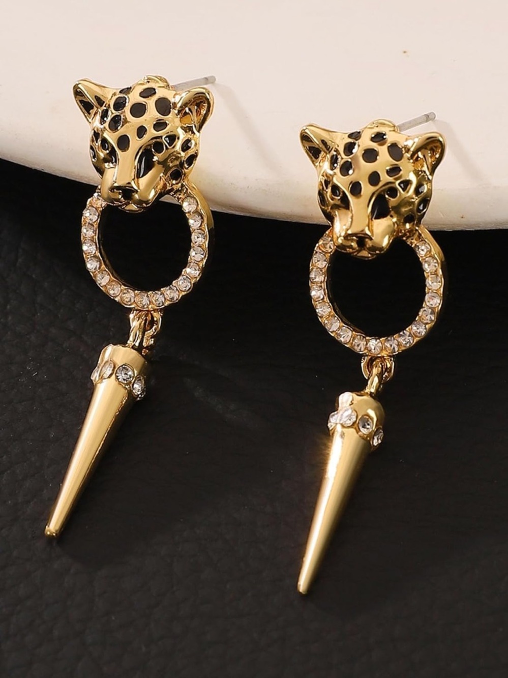Noir Gold Panthera Spike Earrings